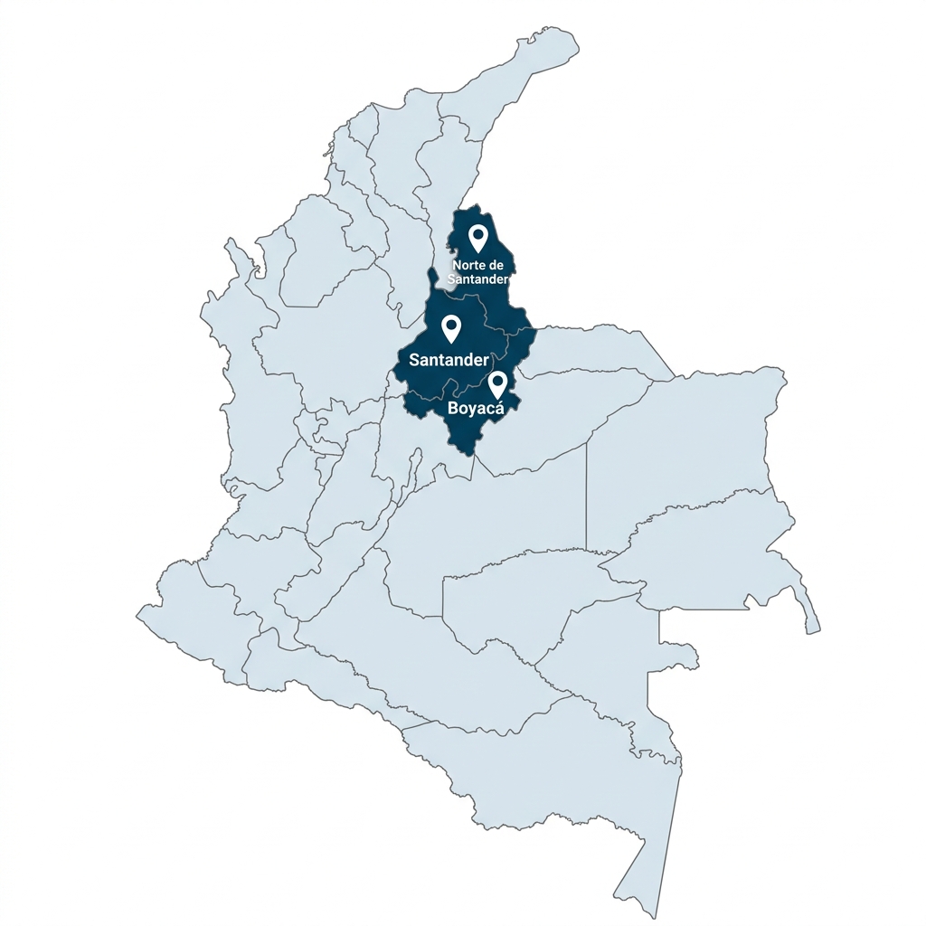 Mapa de cobertura Soliner: Norte de Santander, Santander y Boyacá